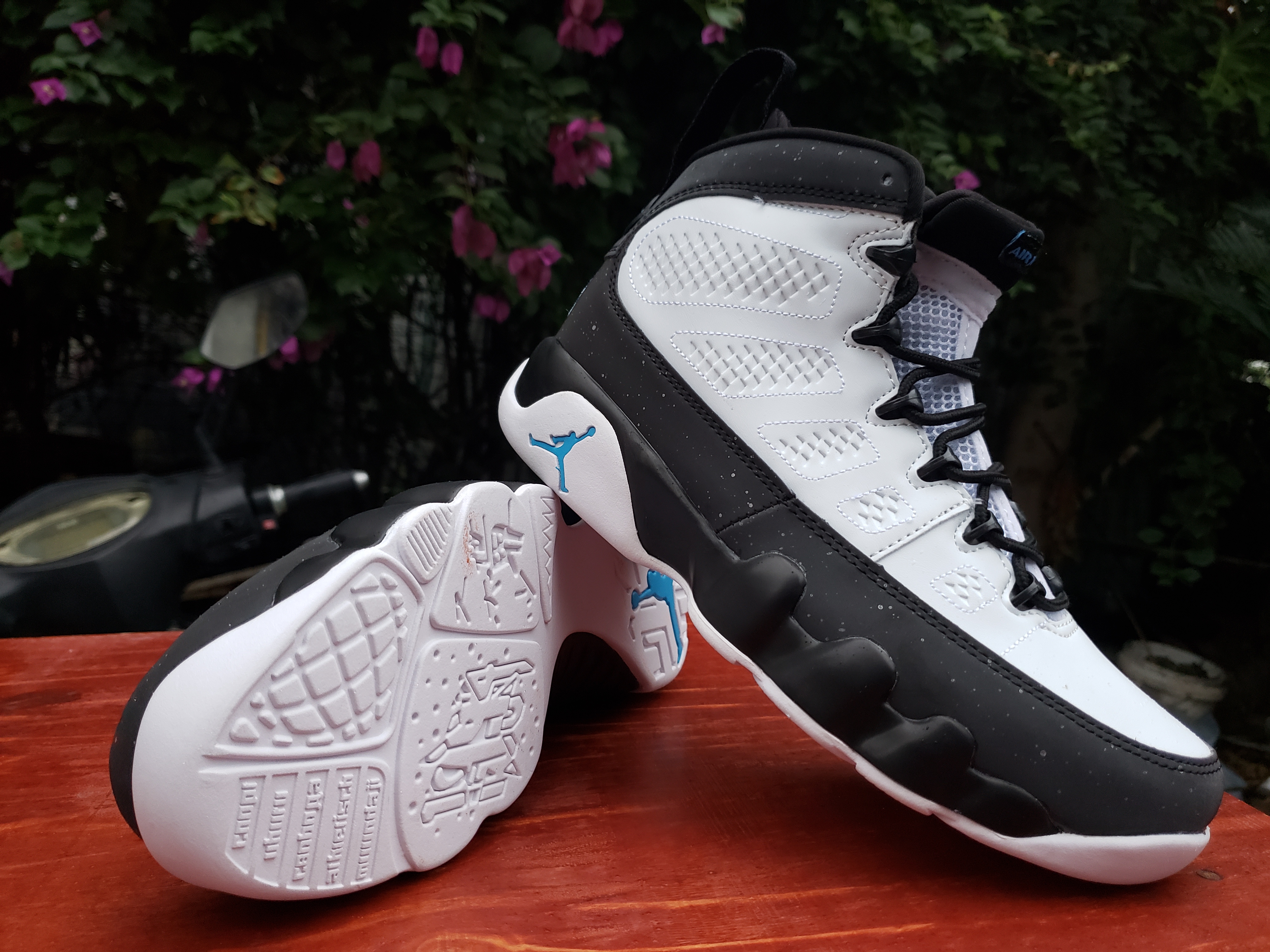 Original Air Jordan 9 Black White Jade Blue